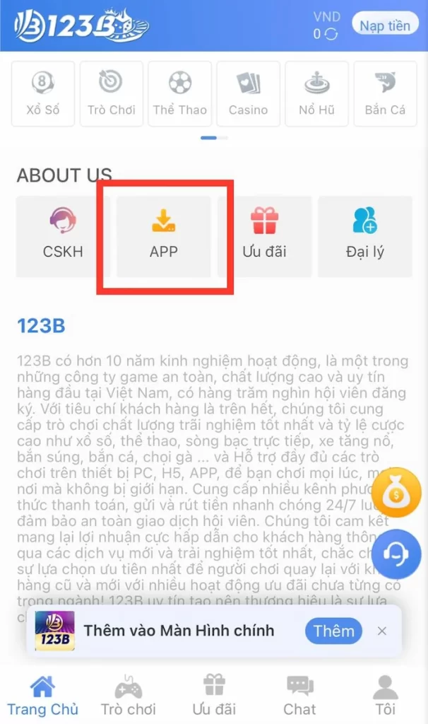 Bước 1 nhấn vào mục App