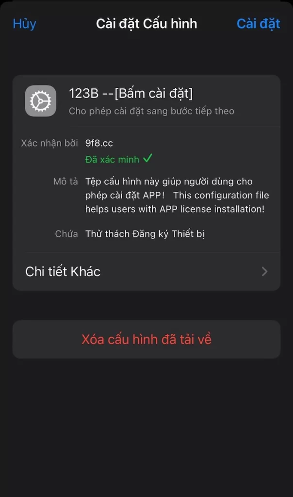 Thao tác cài đặt app